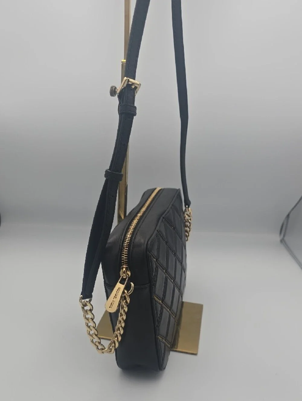 Michael Kors Black Crossbody Bag with Gold Chain Lattice